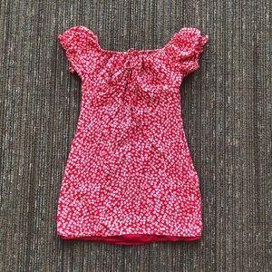 Off-the-shoulder vintage floral mini dress